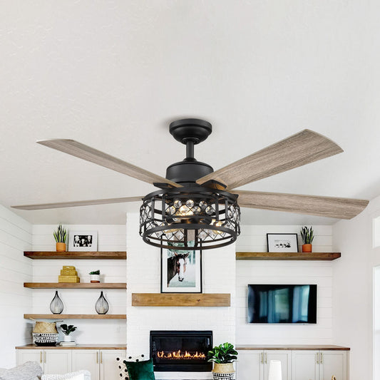 52" 5-Blade 3-Light Farmhouse Ceiling Fan with Light