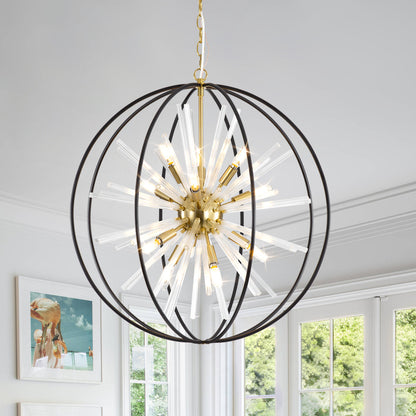 Brio 27" 10-light Modern Black and Gold Orb Chandelier