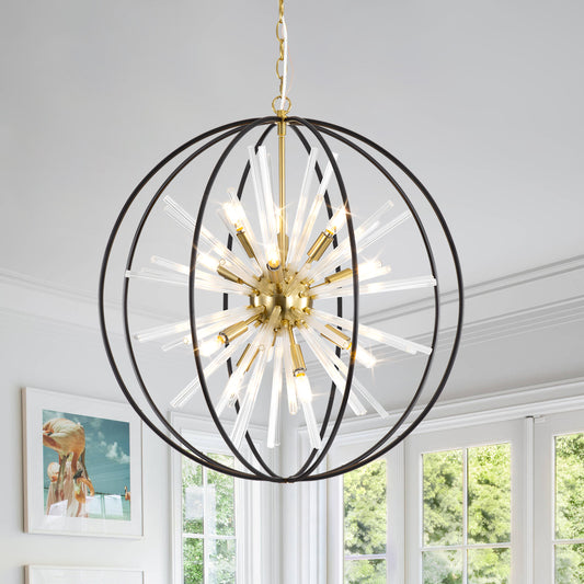 Brio 27" 10-light Modern Black and Gold Orb Chandelier