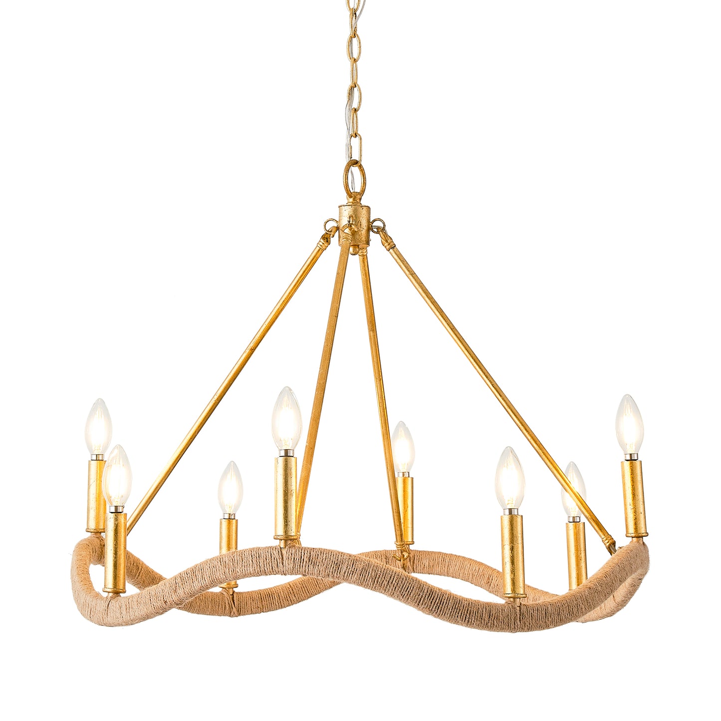 8-Light Golden Modern Candle Chandelier