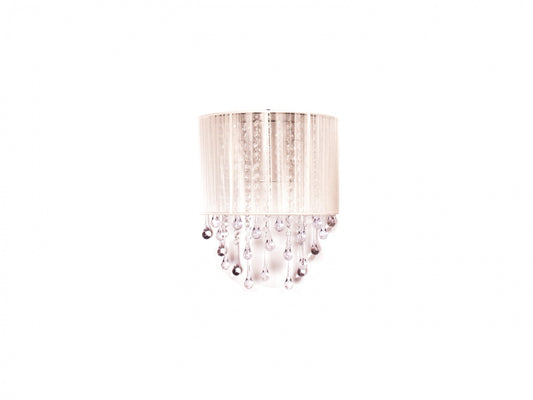 Beverly Dr. Traditional White Silk and Crystal Wall Sconce