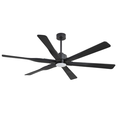 68" Matte Black Ceiling Fan with LED Light and Remote – 6-Blade Modern Fan