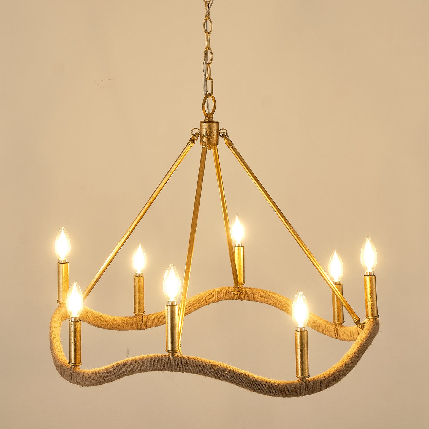 8-Light Golden Modern Candle Chandelier