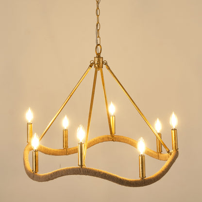8-Light Golden Modern Candle Chandelier