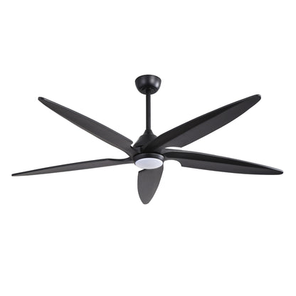 64" Matte Black Ceiling Fan with LED Light and Remote – Modern Large Room Fan