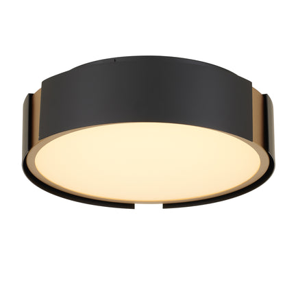 Ember 10" Matte Black with Brass LED Flush Mount Ceiling Light