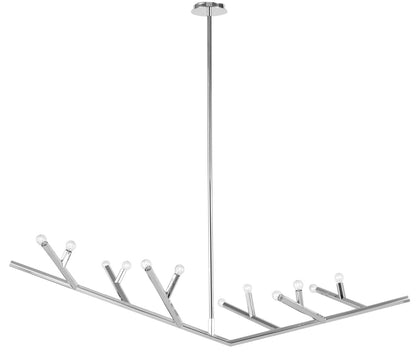 The Oaks Polished Nickel Linear 12-Light Branch Chandelier