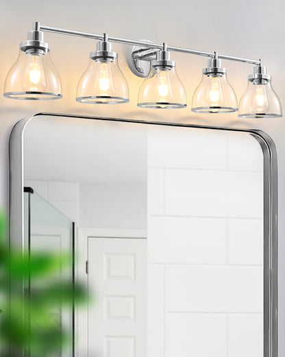 Hermosa Polished Nickel 5-Light Bathroom Vanity Light