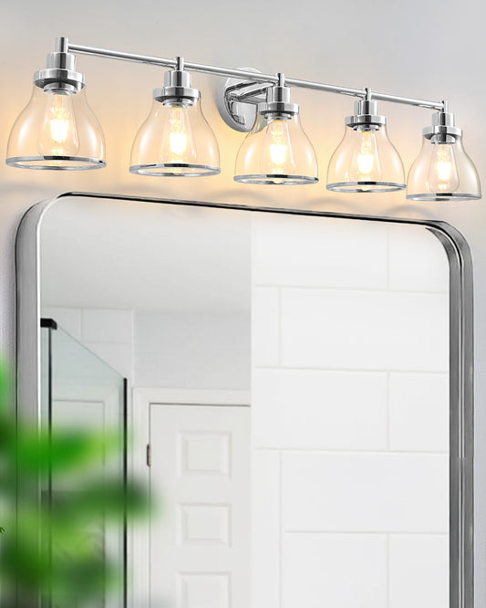Hermosa Polished Nickel 5-Light Bathroom Vanity Light
