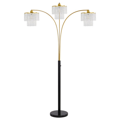 Brio 85" 3-Light Modern Gold Crystal Arc Floor Lamp