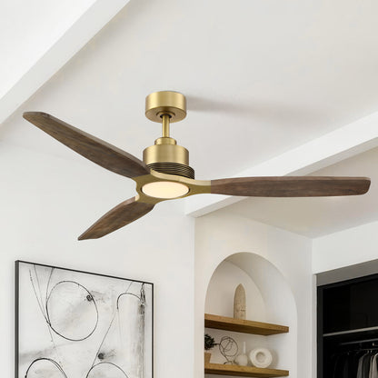56" Gold Farmhouse Ceiling Fan with Light & Remote – 5-Blade, Quiet DC Motor, Indoor/Outdoor
