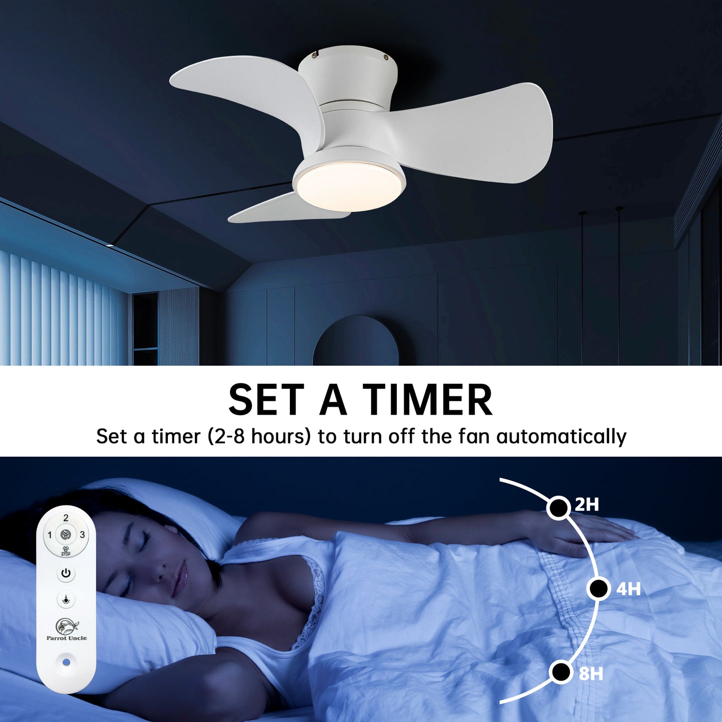 BreezeLite 31" Modern White Flush Mount LED Ceiling Fan