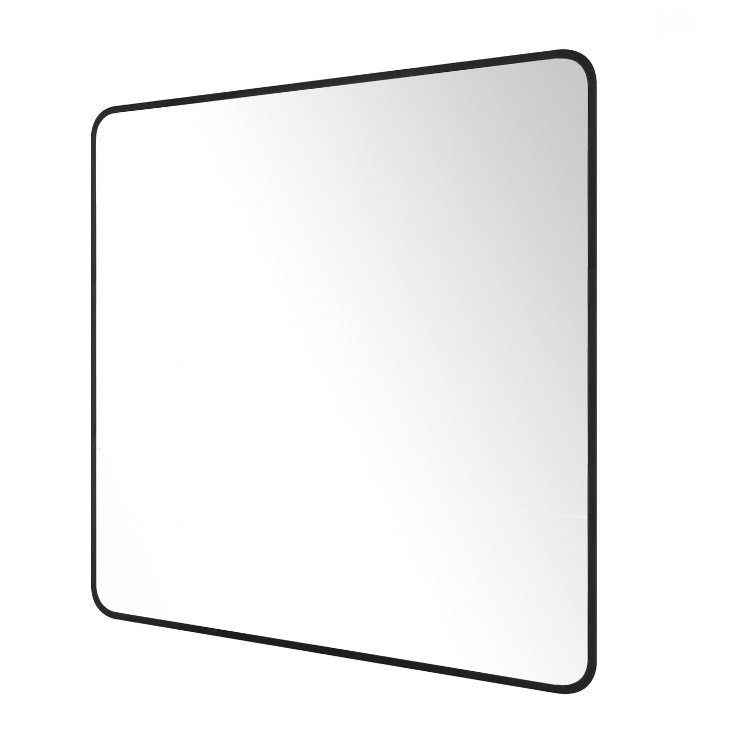 Wall Mirror 30x30" Black Framed Soft Corner Beveled Glass