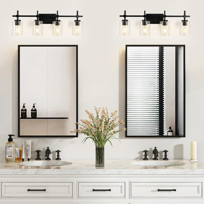 Jasper Black Clear Glass 4-Light Bathroom Vanity Light