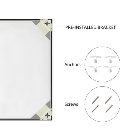 Wall Mirror Modern 30x30" Black Framed Beveled Glass