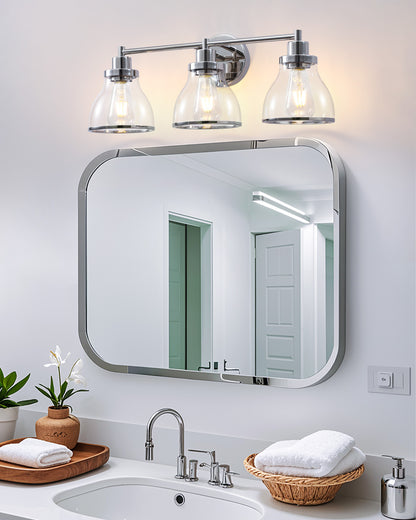 Hermosa Polished Nickel 3-Light Bathroom Vanity Light
