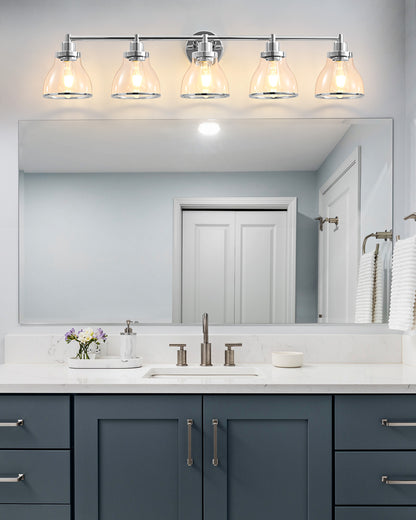 Hermosa Polished Nickel 5-Light Bathroom Vanity Light