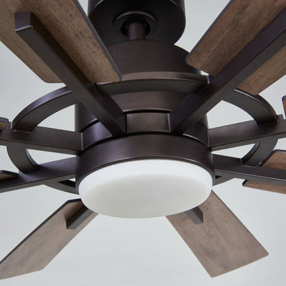 60" Farmhouse Ceiling Fan with Light & Remote – 8-Blade, Quiet DC Motor, Indoor/Outdoor