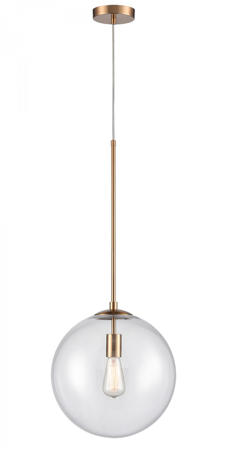 Delilah 1-Light Aged Brass Clear Globe Pendant Light