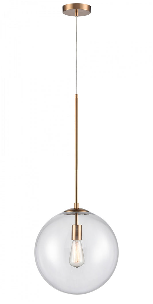 Delilah 1-Light Aged Brass Clear Globe Pendant Light