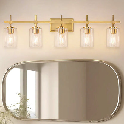Jasper Gold Clear Glass 5-Light Bathroom Vanity Light