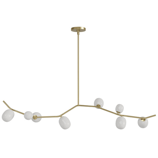Hampton 8-Light Brushed Brass with White Glass Chandelier