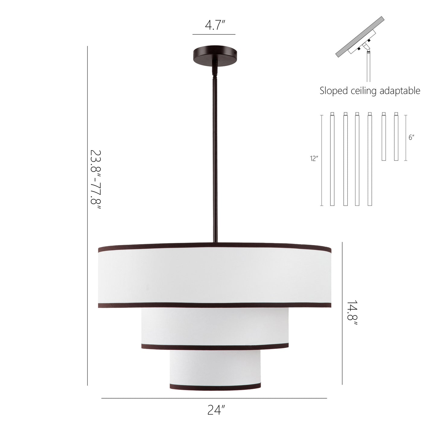 Modern Chandelier 24" 5-Light Bronze Tiered Drum Linen Shade