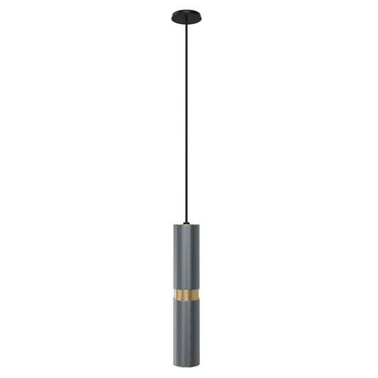 Cicada 1-Light Knurled Light Grey With Brass Pendant Light
