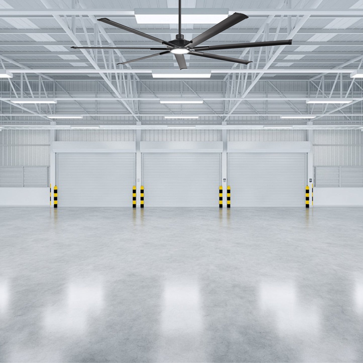 Ceiling Fan Industrial 84" Modern Black 7-Blade LED Light