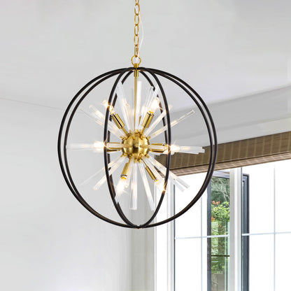 Brio 22" 10-light Modern Black and Gold Orb Chandelier