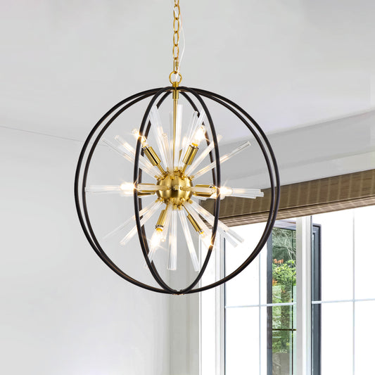 Brio 22" 10-light Modern Black and Gold Orb Chandelier