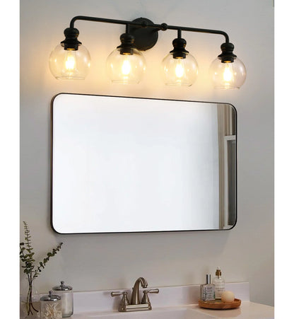 Irvine Black Modern Clear Glass 4-Light Vanity Light