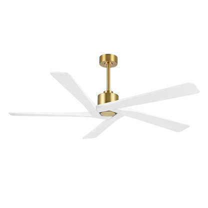 54" Gold & White Ceiling Fan with Light & Remote – Modern 5-Blade, Quiet DC Motor