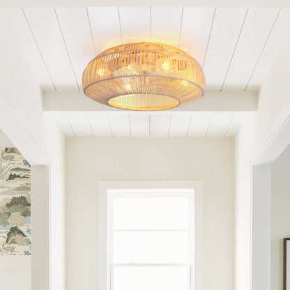 20" 4-Light Farmhouse Flush Mount Ceiling Fan with Light