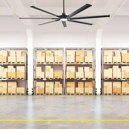 Ceiling Fan Industrial 100" Modern Black 7-Blade LED Light