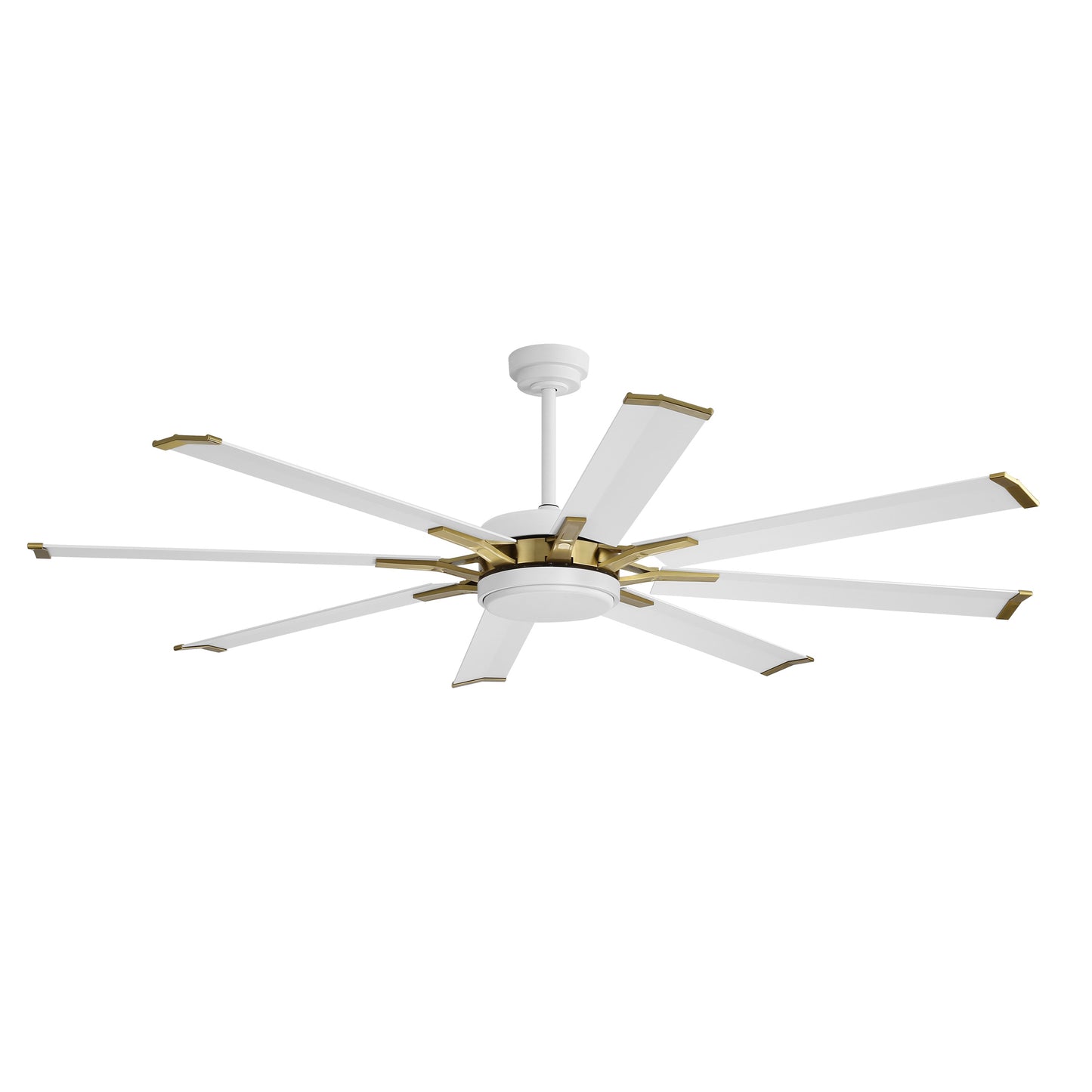 Ceiling Fan 72" Modern White + Gold 8-Blade with LED Light