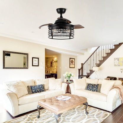 36" 3-Blade 3-Light Modern Fandelier Ceiling Fan with Light