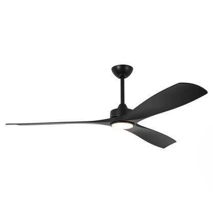 60" Modern Farmhouse Ceiling Fan with Light & Remote – Matte Black, 5-Blade, Quiet DC Motor