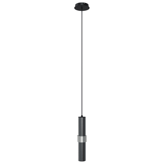Cicada 1-Light Dark Grey With Knurled Light Grey Pendant Light