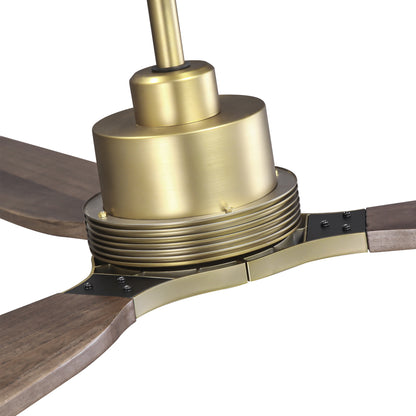 56" Gold Farmhouse Ceiling Fan with Light & Remote – 5-Blade, Quiet DC Motor, Indoor/Outdoor