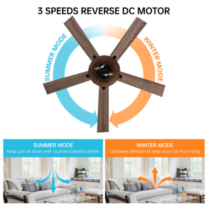 BreezeLite 52" Farmhouse Matte Black Rattan Ceiling Fan