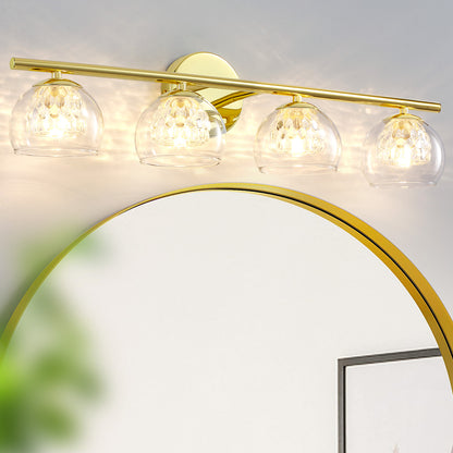 4-Light Gold Crystal Vanity Light – Modern Bathroom Fixture with Inner Crystal Shade