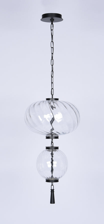 Modern Black 2-Tier LED Pendant Light – Contemporary Linear Chandelier, Dimmable