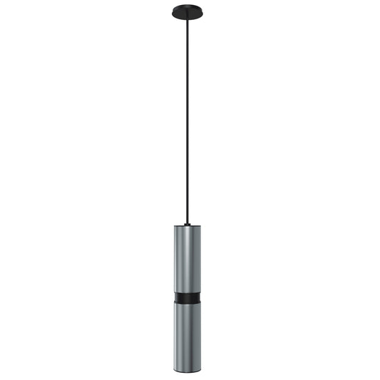 Cicada 1-Light Knurled Dark Grey With Black Pendant Light