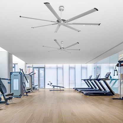 Ceiling Fan Modern 100" Industrial 7-Blade Silver Metal