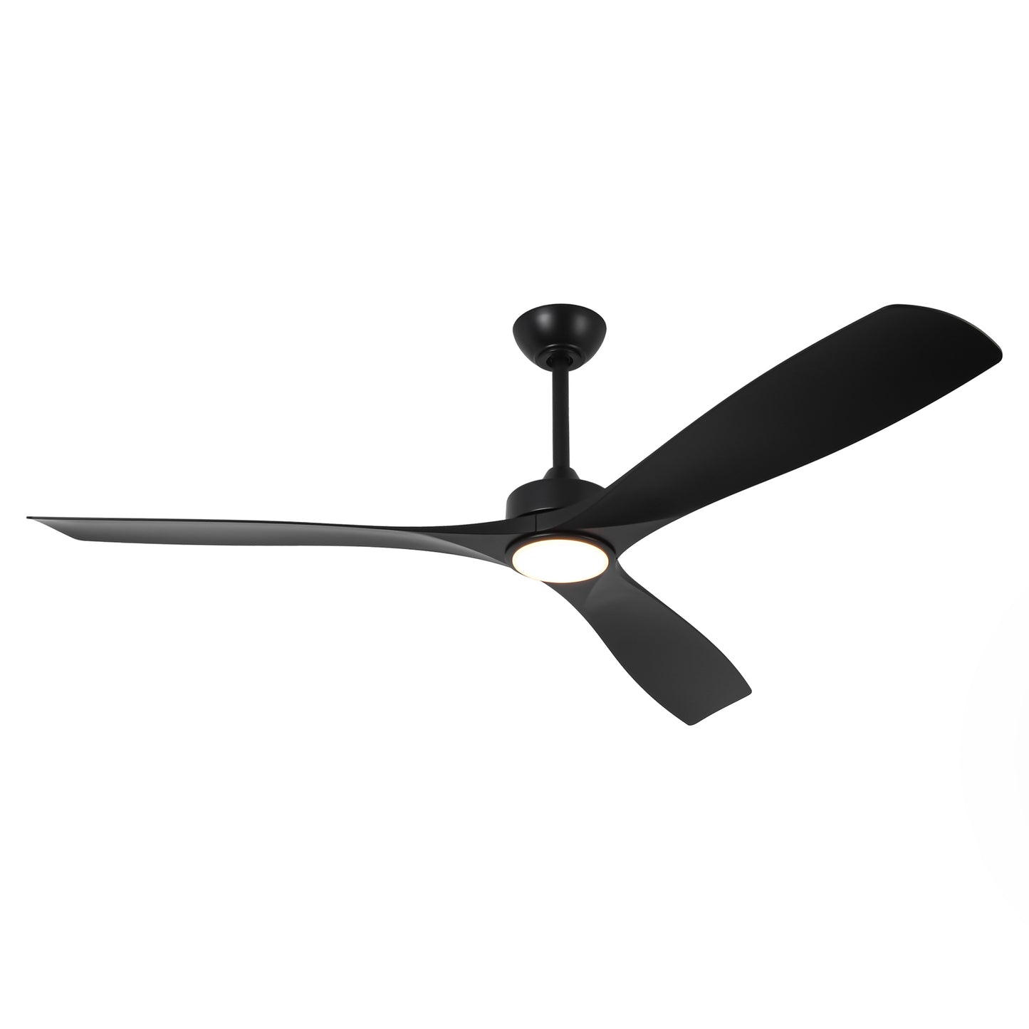 60" Modern Farmhouse Ceiling Fan with Light & Remote – Matte Black, 5-Blade, Quiet DC Motor