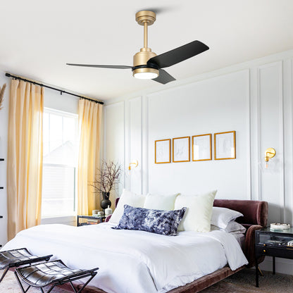 42" 3-Blade Modern Black & Gold Ceiling Fan with LED Light