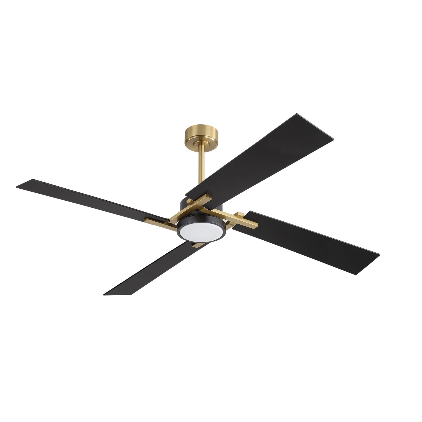 72" Gold and Black Ceiling Fan with LED Light – Modern Dimmable Fan with Remote