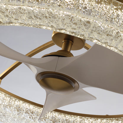 33" Perimost Gold Crystal LED Ceiling Fan
