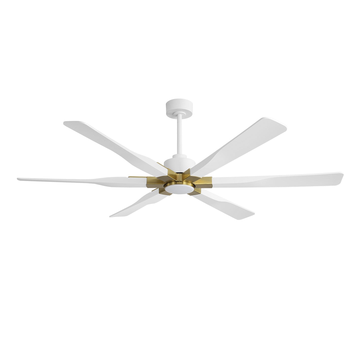 68" White Ceiling Fan with Gold Accents and LED Light – 6-Blade Modern Remote Fan